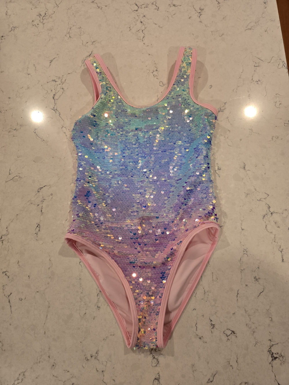 Lola + The Boys Iridescent Sequin Ombre Shimmer Swimsuot